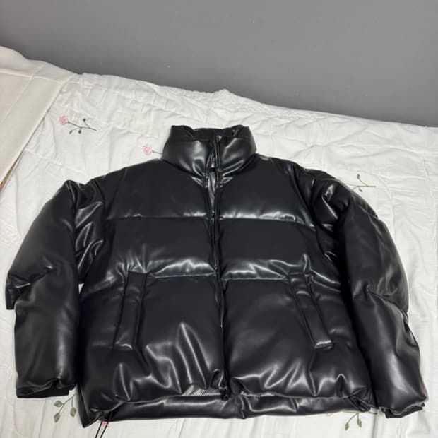 비건레더 숏 패딩(블랙) M 