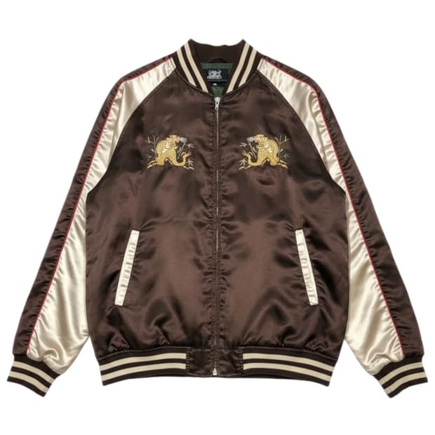 Brown 龍虎相搏 Embroidery Sukajan