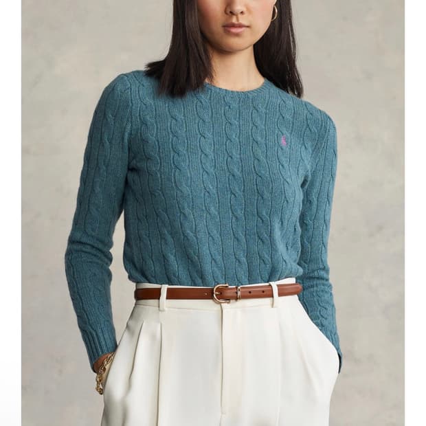 폴로 랄프로렌 캐시미어 케이블 니트 블루 L