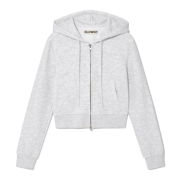 글로니 JORDAN CROP ZIP-UP HOODIE 멜란지 그레이