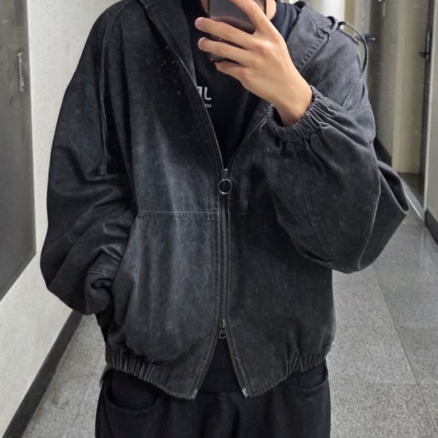 차콜 후드집업