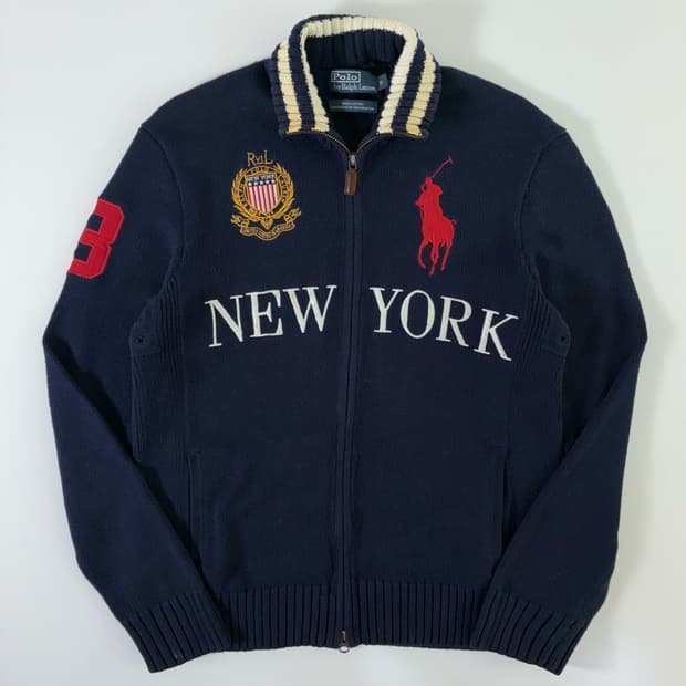 Polo  폴로 랄프로렌 치프키프 뉴욕 빅포니 투웨이 니트집업