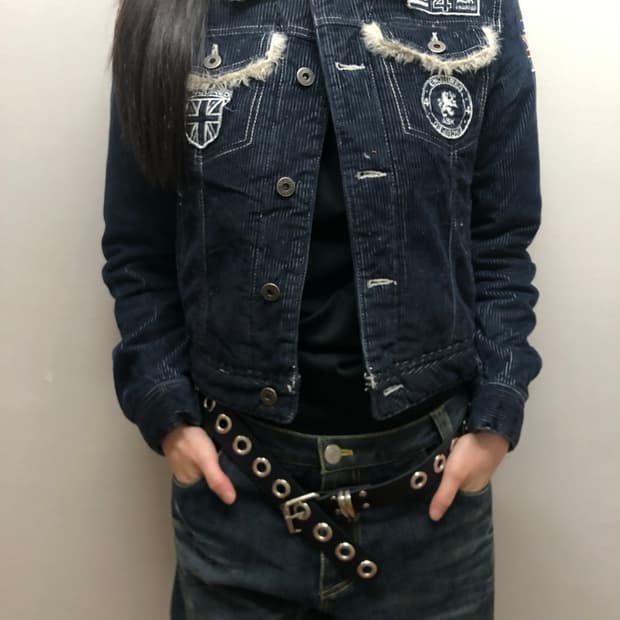 빈티지 에스크 퍼 카라 패치 데님 코듀로이 자켓