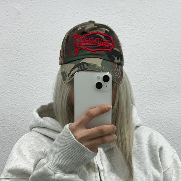 본더치 y2k 레드자수 카모 볼캡