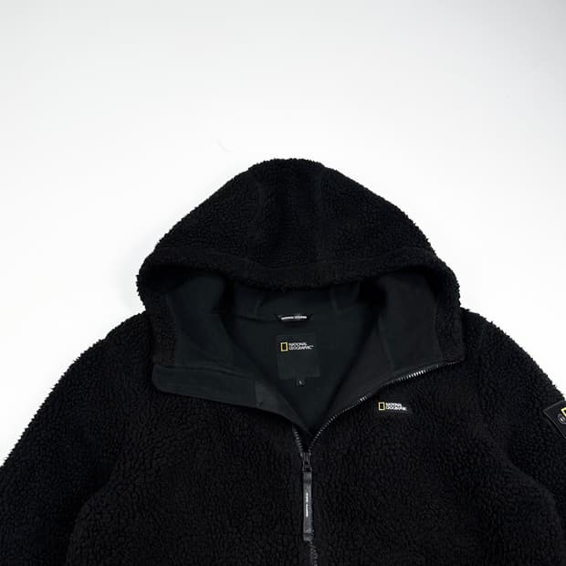 내셔널지오그래픽 블랙 후리스 후드집업 (L)
