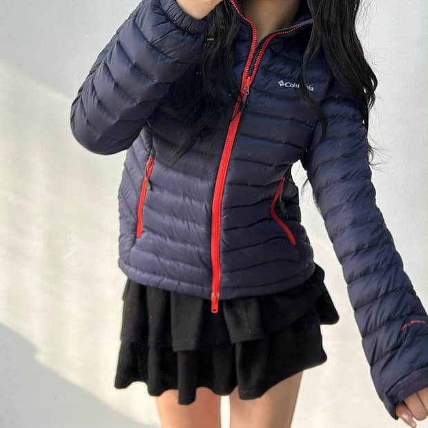 Columbia 컬럼비아 네이비 구스다운 자켓 걸즈 경량 패딩(M)