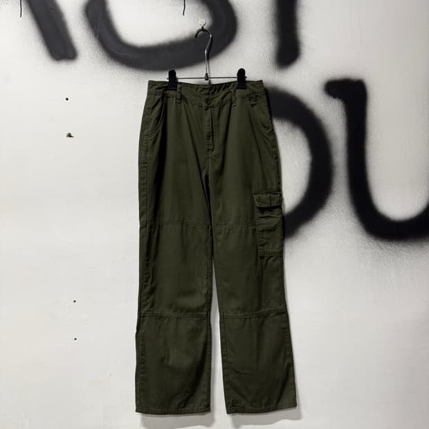 VTG 빈티지 코튼 와이드 카고 팬츠 카키