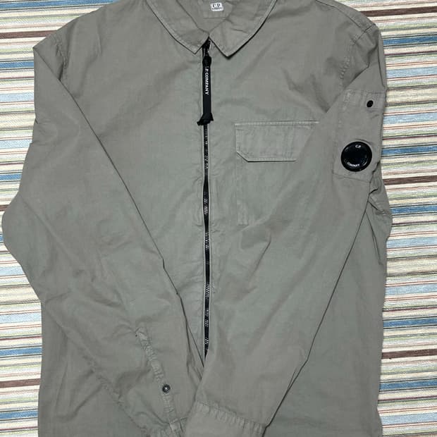 CPcompany 개버딘 지퍼 셔츠 타임 그린 