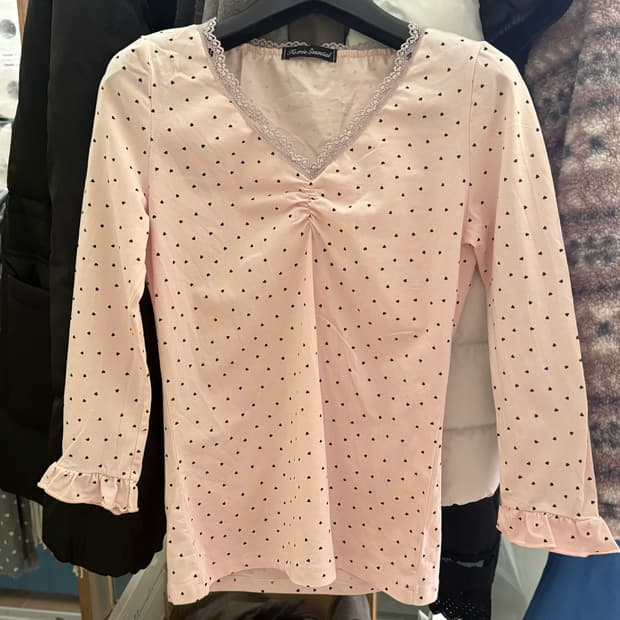 샵페어리 미니 하트 레이스 탑 (라이트핑크)