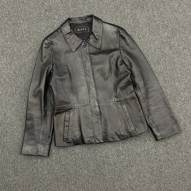 38)Japanese vintage 여성 히든버튼 레더자켓