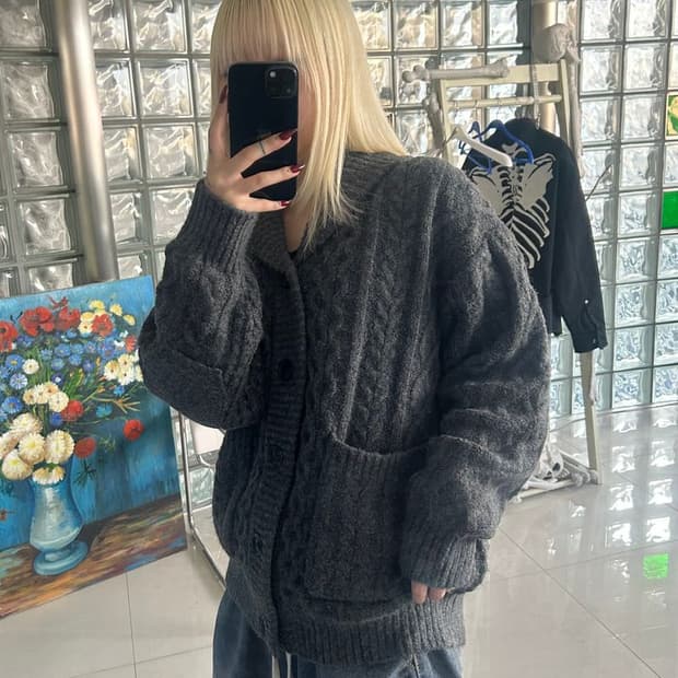 SHAWL COLLAR CABLE CARDIGAN 케이블 숄 칼라 가디건