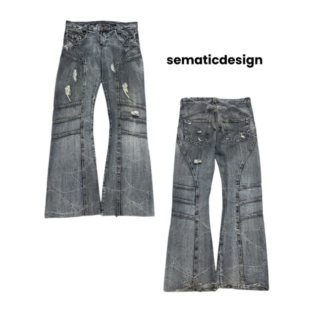 세만틱디자인 제팬 부츠컷 워싱 락 펑크 데님팬츠