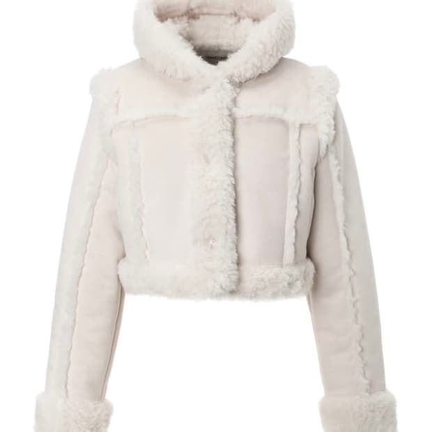 쓰리타임즈 베이비 후디 퍼코트 무스탕 아이보리