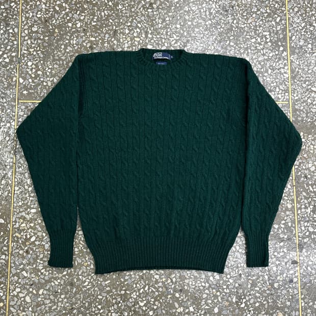 90s 폴로 랄프로렌 울 케이블 니트 스웨터 XL