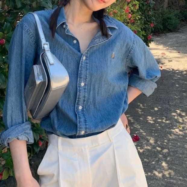 [새 상품] 폴로랄프로렌 데님셔츠 s(남녀공용)