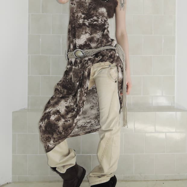 Grunge pattern long dress