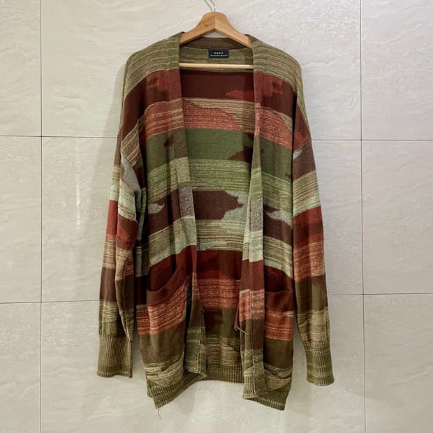 자라 / 나바호 에스닉 롱 남성 가디건, 남성 로브 / XL