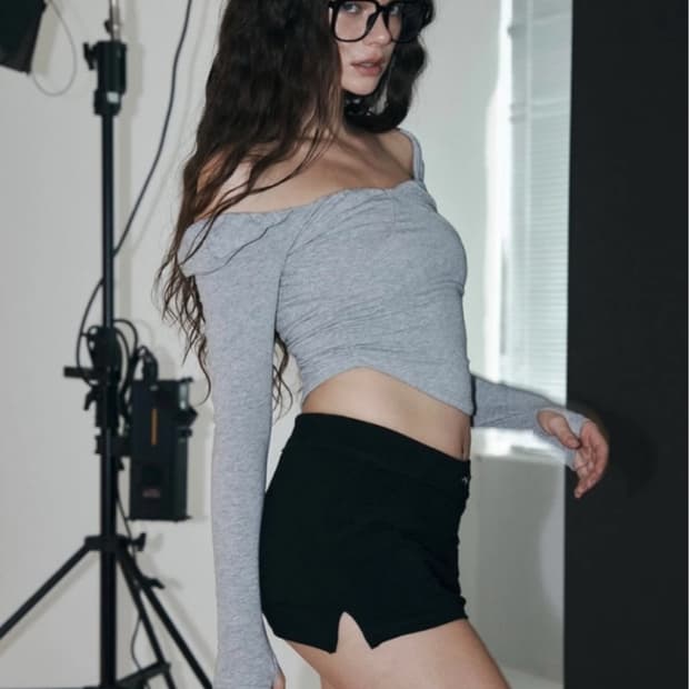 플리즈노팔로우 미스티 셔링 롱슬리브 탑