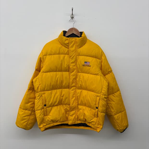 폴로진 노란색 패딩 점퍼 여/L