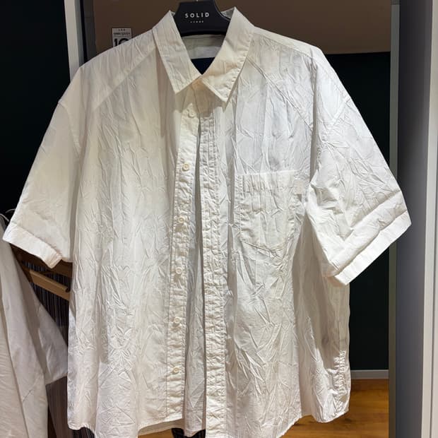 준지 링클 디테일 반팔 셔츠 화이트 50