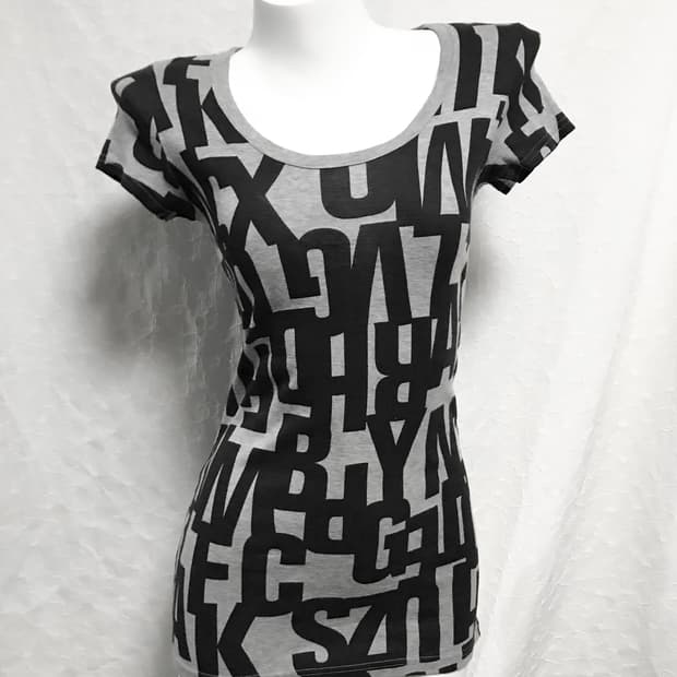 빈티지 vkei 펑크 레터링 딱붙 반소매 탑