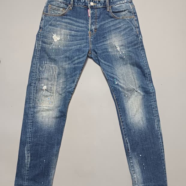 [32] 디스퀘어드2 멀티페인팅 덧댐 슬림진 청바지