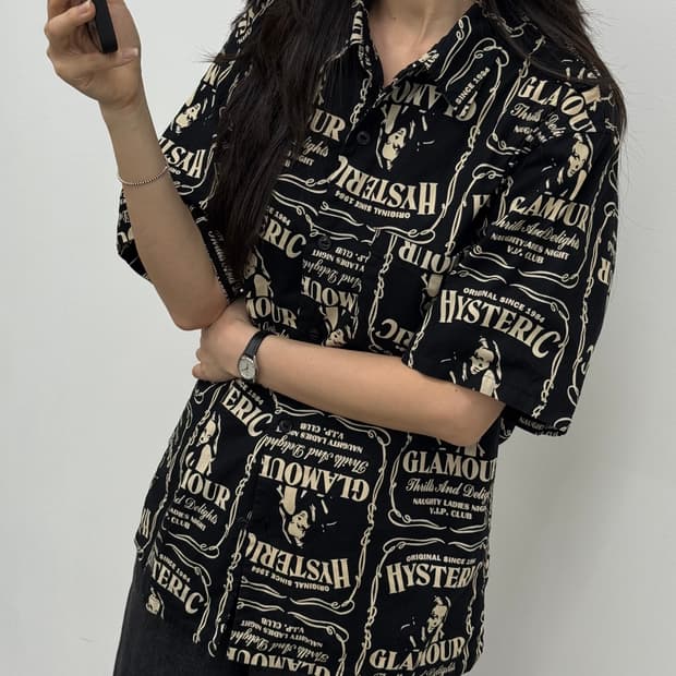 히스테릭 글래머 잭다니엘 오마주 반팔 셔츠 M