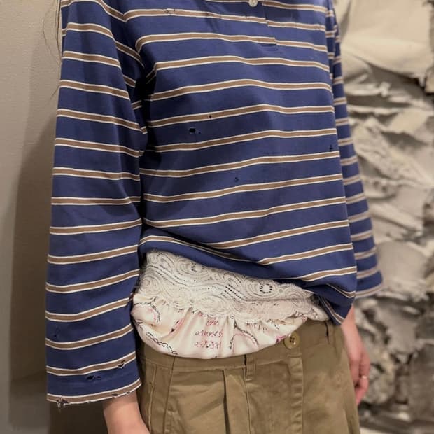 (택 있는 새상품) STANDALONE 레이스 스트라이프 폴로