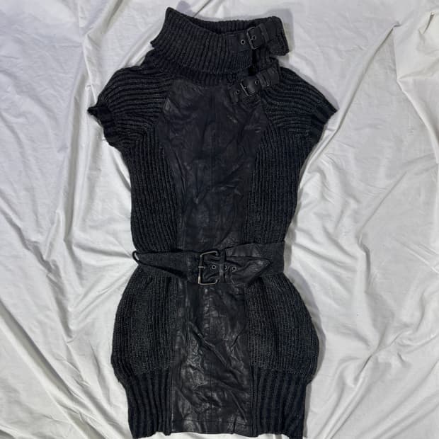 Siosi 양가죽 누벅 니트 원피스 하이브리드 다크웨어 아방가르드