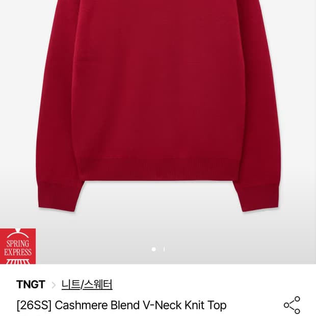 tngt 캐시미어 브이넥 레드 100