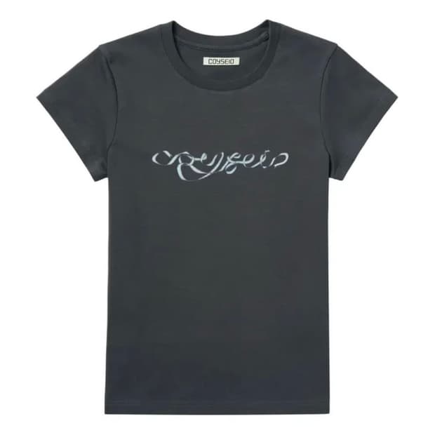 코이세이오 리본 사이드 스트랩 티셔츠 그레이