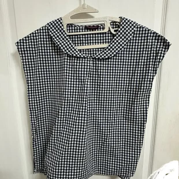 어반리서치 킹엄체크 둥그카라 블라우스