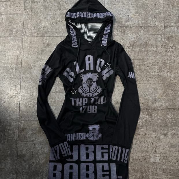 스타 펜던트 스트링 펑크 타입 후디 원피스