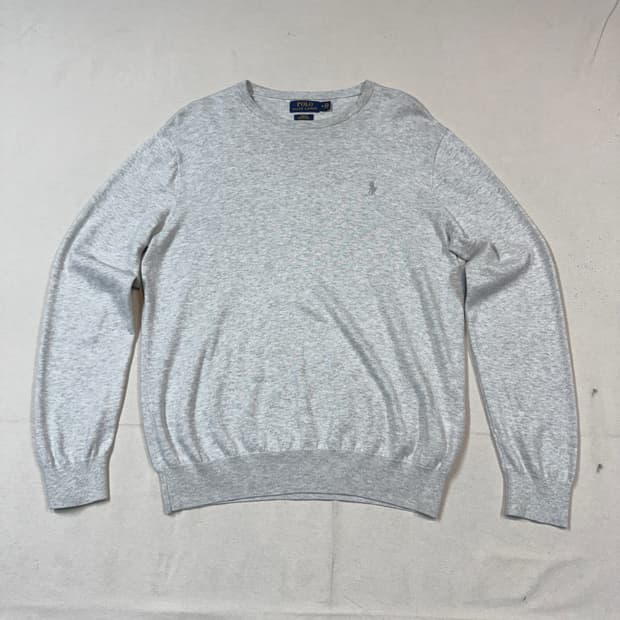 M) 폴로 랄프로렌 피마코튼 라이트 그레이 브이넥 니트