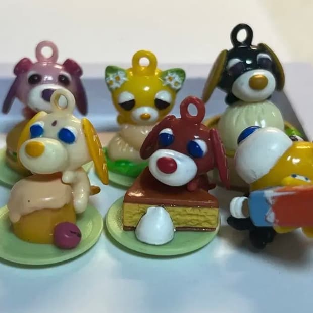 일괄)오차켄 녹차 강아지 우롱차 론 키링 세트 산엑스 일본고전