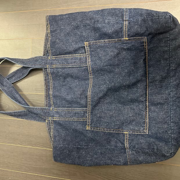 베이스레인지 인디고 데님 에코백 가방