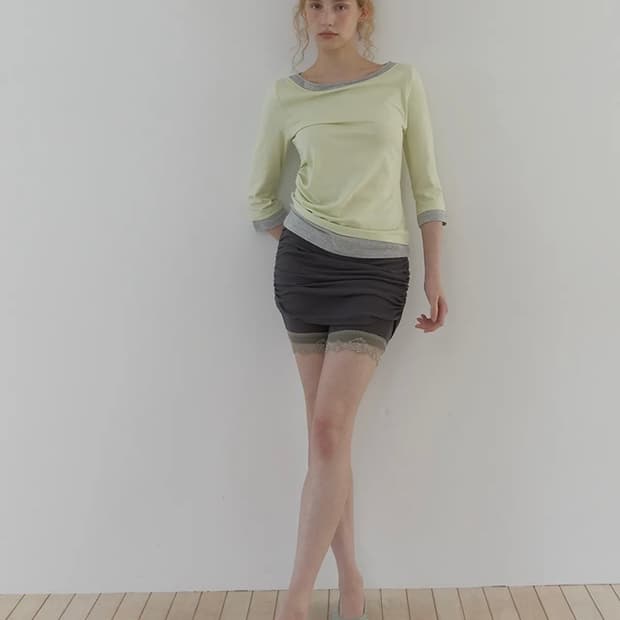 아수라 LACE SHIRRING LAYER SHORT