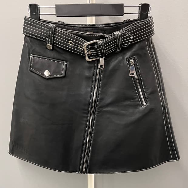 마쥬 양가죽 미니 스커트 36 블랙