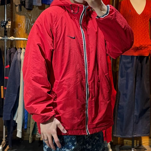 L 나이키 스우시 베스킷볼 레드 후드 자켓