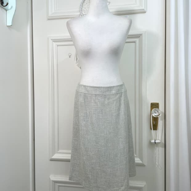 mint green tweed basic midi skirt