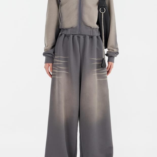 OPEN YY 워시드 와이드 스웻 팬츠