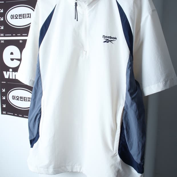 (XL-2XL) 리복 집업 바람막이 점퍼자켓 반소매 반집업-H36089