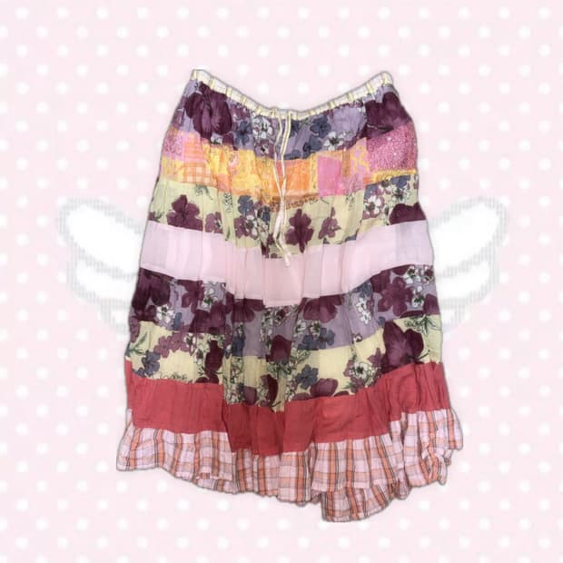 모리걸 하구미 히메갸루 잔꽃 풀밴딩 내장끈 패치스커트