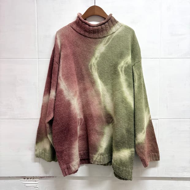 80's Tela  Alpaca 타이다이 핸드메이드 그런지 니트 