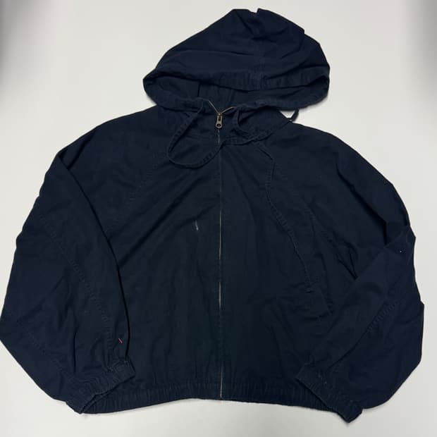 여성 유니클로 x JW앤더슨 오버핏 코튼 후드 자켓 L 네이비