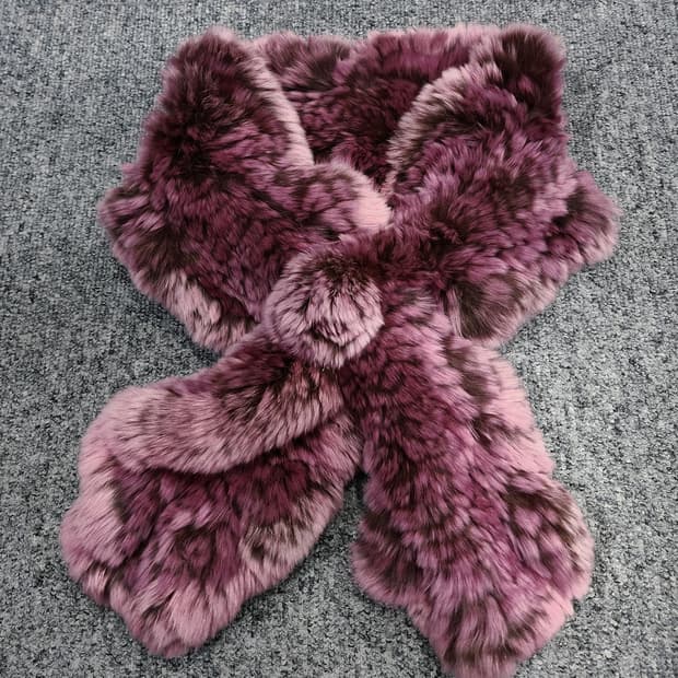 파코라반 빈티지 로즈 렉스 토끼털 퍼 머플러 목도리