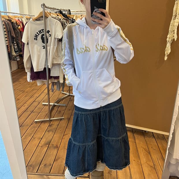 아디다스 화이트 골드 후드 져지 