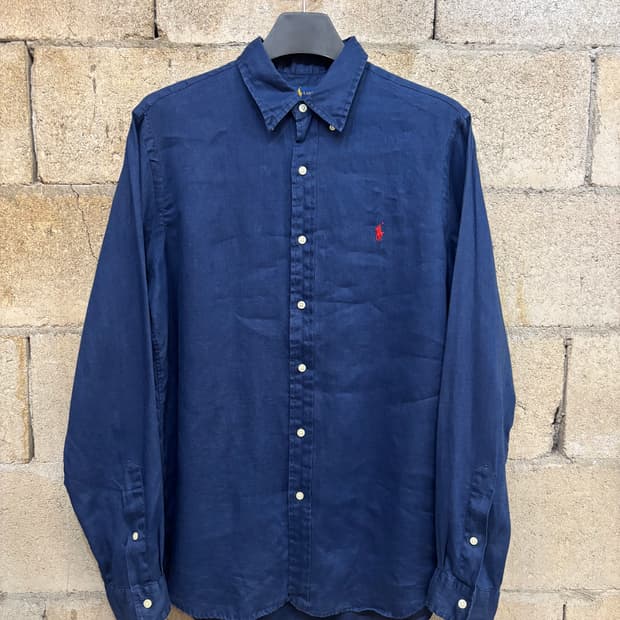 폴로 랄프 로렌 네이비 린넨 셔츠
