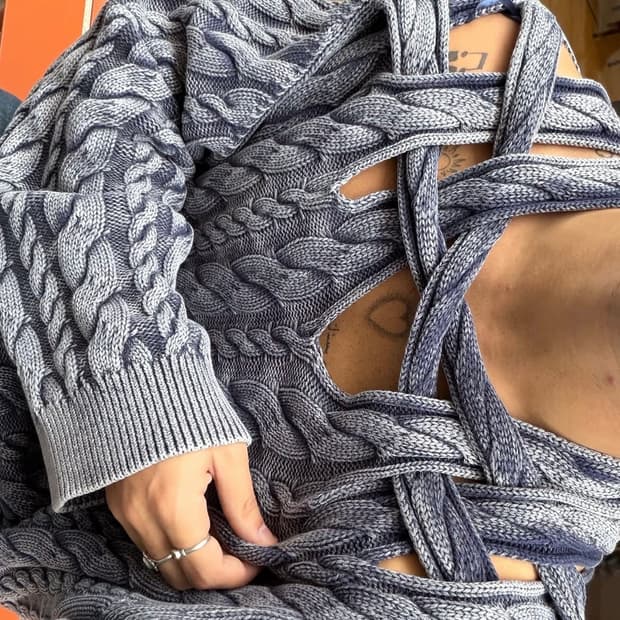 새상품) 글랜마틴스 h&m 케이블 니트 L