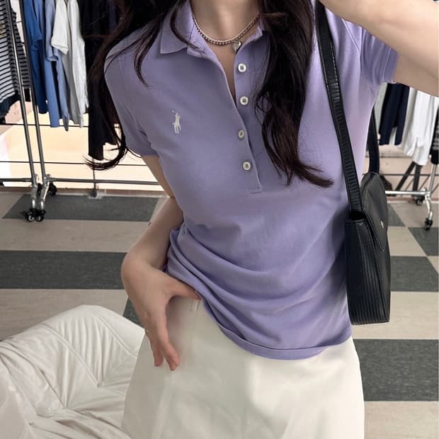 폴로 랄프로렌 5버튼 슬림핏 카라 티셔츠 
